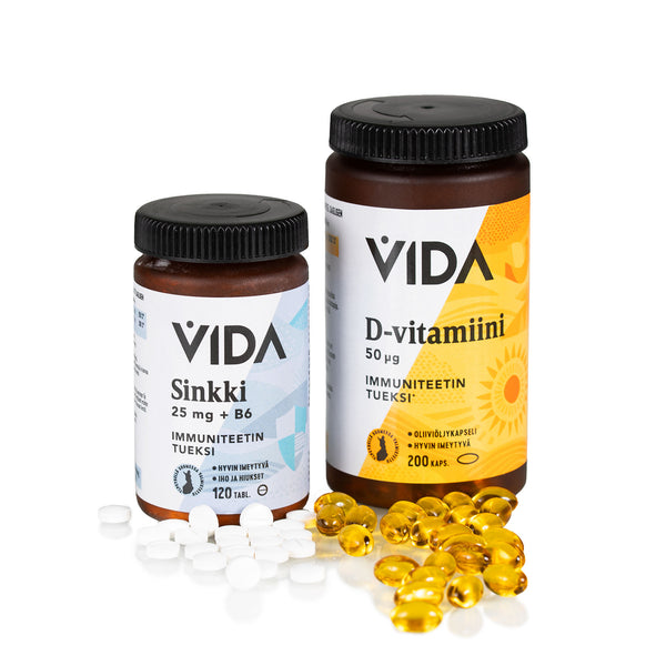 Vida Sinkki + B6 ja Vida D-vitamiini